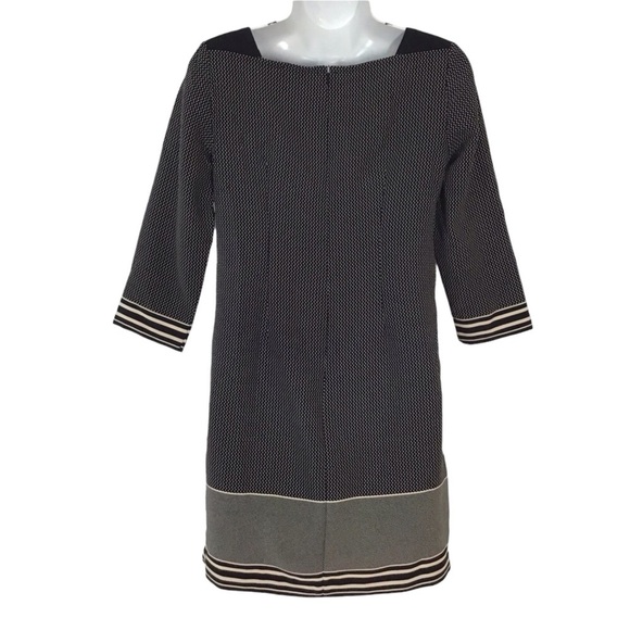 Ann Taylor Petites Black Tan Polka Dot Striped Shift Dress Size 00P - Picture 2 of 7